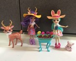 Enchantimals dolls Bunny Danessa Reindeer Mop Sprint pets Mattel flower ... - $18.76