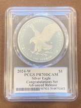 2024 W- American Silver Eagle- PCGS- PR70DCAM- Adv. Release/ Congrats Se... - £458.56 GBP