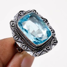 Swiss Blue Topaz Vintage Style Handmade Christmas Gift Ring Jewelry 8&quot; SA 2252 - £5.21 GBP
