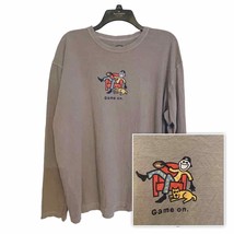 LIfe Is Good Gray Long Sleeve Game On Graphic Tee X Large - £20.25 GBP