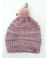 Kids Gilrs Multicolor Knit Beanie Hat with Fur Pom Pom Unicorn Soft Stre... - £6.12 GBP