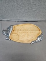 Vintage Wood And Metal Pig Cutting Board Charcuterie Roast Platter A10 - $27.72