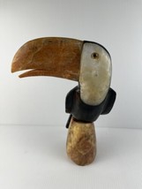 Carved Stone Toucan Large Bird With Quartz Base (4.5 lbs) 9.5&quot;Tall A - £36.97 GBP