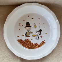 Peanuts Pie Plate Thanksgiving Ceramic Baker Dish Charlie Brown Snoopy W... - $33.99