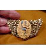 cm79-4 rose FLOWERS Roses flower blue white CAMEO swan brass Pin Pendant... - €21,88 EUR