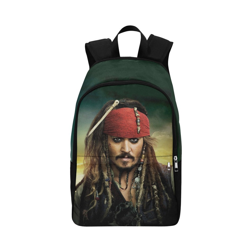 Jack Sparrow Pirate of Caribbean Adult Casual Waterproof Nylon Backpack Bag