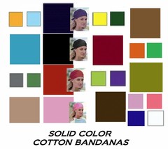 Lot Of 6 Mixed Solid Color 22&quot; Bandana Cotton Bandanna Head Wrap Scarve Scarf - £15.62 GBP