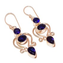 Tanzania Tanzanite Cut Gemstone 925 Silver Overlay Handmade Drop Dangle Earrings - $9.99