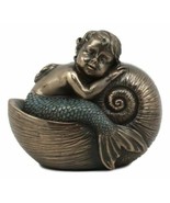 Ebros Merbaby Sleeping In Nautilus Shell Bed Figurine 3.5&quot; L Small Merma... - £17.52 GBP