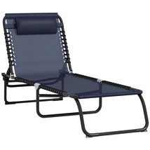 Outsunny Folding Chaise Lounge Pool Chair - 4-Pos Reclining, Dark Blue - $1,856.81 MXN