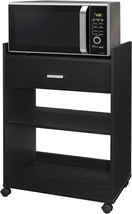 Black Kitchen Island Microwave Serving Cart Cabinet With Drawer And Shelves For - £67.61 GBP