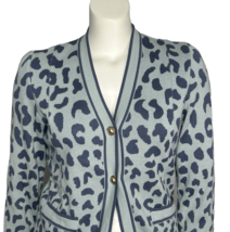 Vintage Women’s Cardigan Sweater Blue Animal Print Size 10 Arthur Kohler... - $14.91