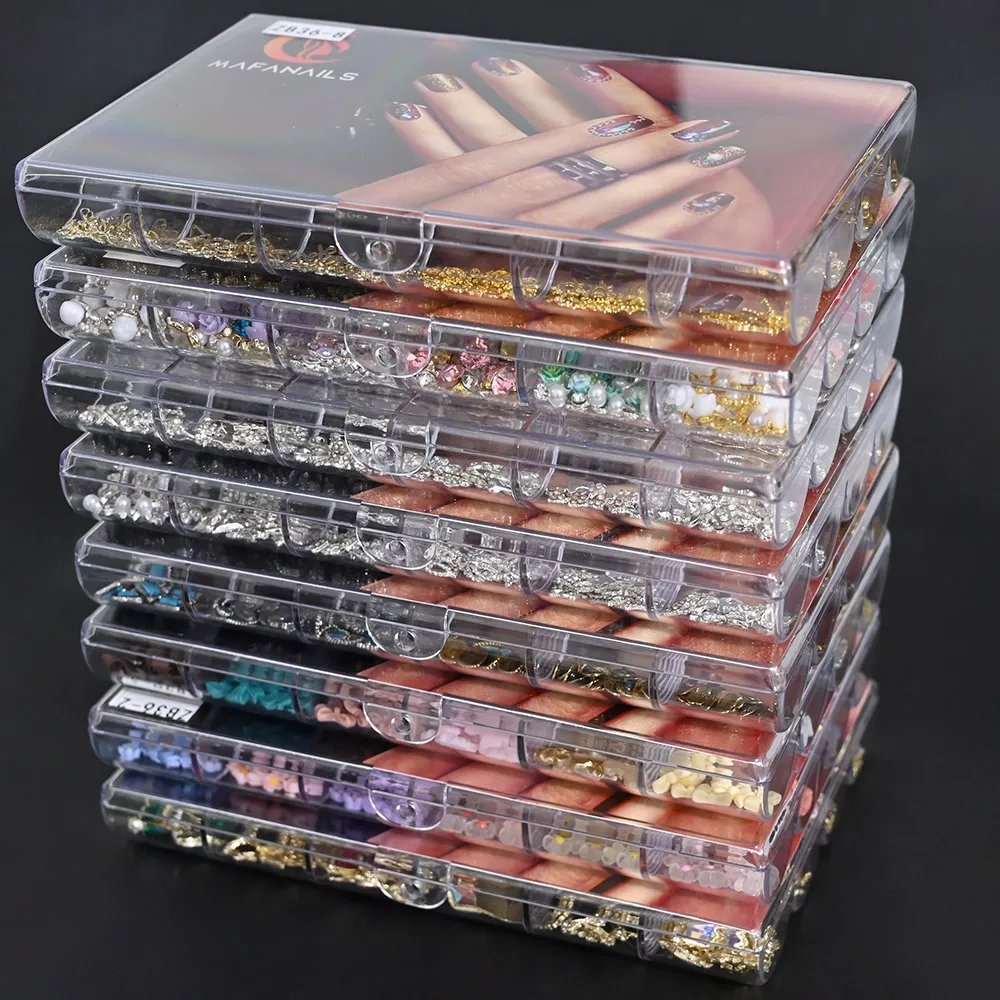 Nail Decoration Set with 1 Boxes 240Pcs Nail Art 3D Rhinestones Big Mix Sizes 3D - £21.01 GBP+