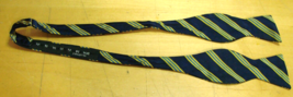 Brooks Brothers Makers Silk Bow Tie Adjustable Navy Blue And Gold Striped Unisex - £17.55 GBP