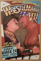 WrestleMania VII Champion Sgt. Slaughter vs. Hulk Hogan metal hanging wall sign - £18.51 GBP