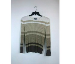 Karen Scott Women SZ Large LT Brown CB Striped Cable Knit Pullover Sweater RETAG - £12.99 GBP
