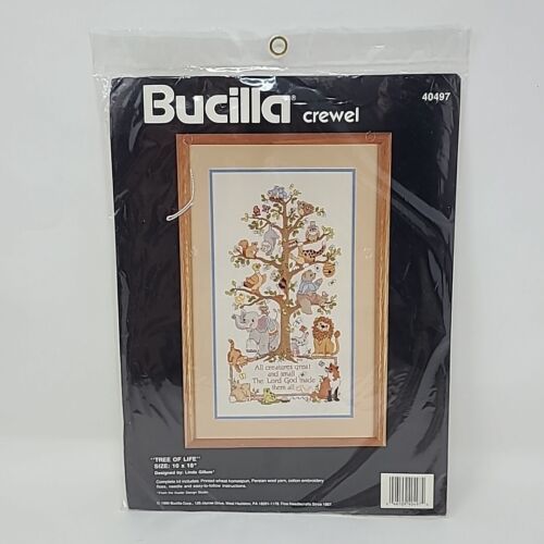 Bucilla Tree of Life Animals Crewel Kit 1990 NIP 10x18 Embroidery 40497 - $24.74