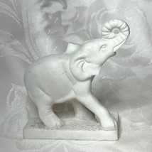 Vintage White Stone Elephant Figurine Trunk Up Lucky Elephant USA - $278.12 MXN