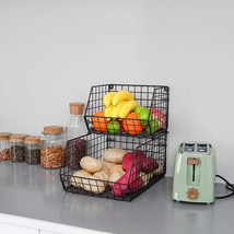 Fruit and Vegetable Basket,2-Tier Wall-mounted &amp; Countertop Tiered Storage Baske - £35.16 GBP