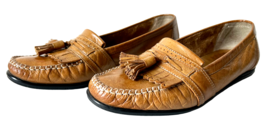 Vintage Bally Applause Tan Leather Kiltie Tassel Moc Toe Loafer Mens 7.5 Italy - £53.37 GBP