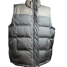 LL Bean Mens Vintage Gray Colorblock Goose Down Zip Snap Puffer Vest Jac... - £55.32 GBP