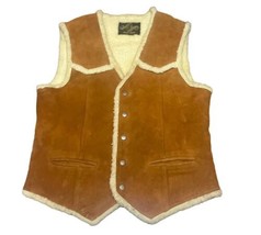 Vintage Montgomery Ward Men&#39;s Genuine Suede Leather Vest Size Small  36-38  - $35.15