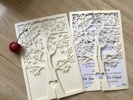 50pcs Pearl Cream Tree Birthday Invite cards,laser cut Wedding Invitations Cards - £42.99 GBP