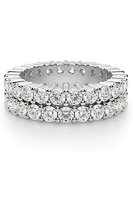 ADIRFINE 925 Sterling Silver Double Row Round Brilliant Cut Eternity Band Ring - $59.99