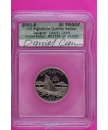 2001 S Proof Rhode Island Clad State Quarter Artist Signature ICG Certif... - $29.99