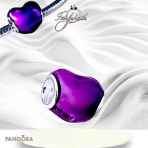 PANDORA METALLIC PURPLE HEART CHARM #799291C01 US SELLER - $650.22 MXN