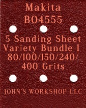 Makita BO4555 - 80/100/150/240/400 Grits - 5 Sandpaper Variety Bundle I - £3.92 GBP