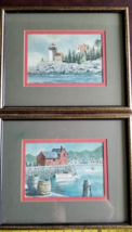 Curtis Island Lighthouse and Rockport Harbor 16x13&quot;  Framed Art Prints Set of 2 - £28.90 GBP