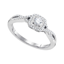10kt White Gold Round Diamond Solitaire Twist Bridal Wedding Engagement Ring - £405.98 GBP