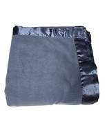 JCP Home Vintage Blue Fleece Throw Blanket Satin Trim 86&quot; Square Bedding - £22.80 GBP