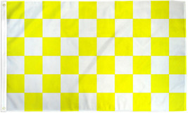 Yellow &amp; White Checkered Flag 3x5 Racing Flag White &amp; Yellow Nascar Finish Line - £14.22 GBP