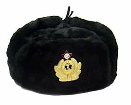 Authentic russian military black ushanka with naval anchor badge/ - £25.56 GBP+