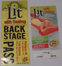 LIT With Sundrop NM Backstage Pass + Ticket Stub 2000 Wilmington NC Tras... - £9.98 GBP