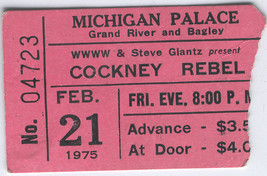 COCKNEY REBEL 1975 Vintage Ticket Stub Michigan Palace USA ROCK Steve Gi... - $8.75