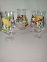 Set Of Five Vintage Onida Hand Painted Daiquiri Pitcher And Glass Set - £51.32 GBP