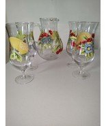 Set Of Five Vintage Onida Hand Painted Daiquiri Pitcher And Glass Set - $64.35