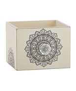 Mandala Wood Pen Supply Holder Organizer Crystal Knob 5 X 3.75&quot; H Black ... - £17.80 GBP