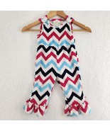 Lolly Wolly Doodle Romper Chevron White Navy Pink 12 Months - £11.01 GBP