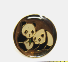 2 Panda Bear Animal Round Metal Collectible Pin Pinback Souvenir Vintage - £11.77 GBP