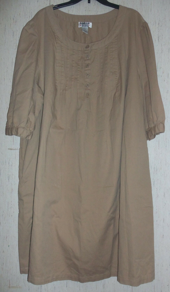 EXCELLENT WOMENS MAINSTREET BLUES BEIGE KHAKI SMOCK STYLE SHIRT DRESS   ... - $37.36