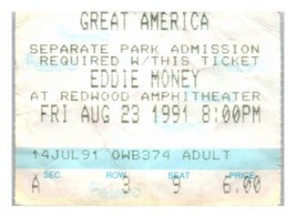 Eddie Money Concert Ticket Stub August 23 1991 San Francisco California - $24.74