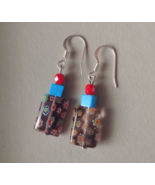 Drop Earrings with Flower Beads &amp; Turquoise, Hook Earwires - €4,34 EUR