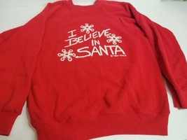 Vintage 1980s Christmas I Believe in Santa Sweater Hanes Adult Small 80s Xmas - £14.06 GBP