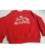 Vintage 1980s Christmas I Believe in Santa Sweater Hanes Adult Small 80s... - £13.93 GBP