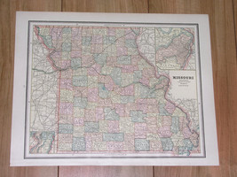 1887 Original Antique Map Of Missouri / Verso Iowa - £20.73 GBP