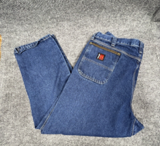 Wrangler Riggs Workwear Pants Mens 42x32 Blue Jeans Denim Carpenter Stra... - $36.83